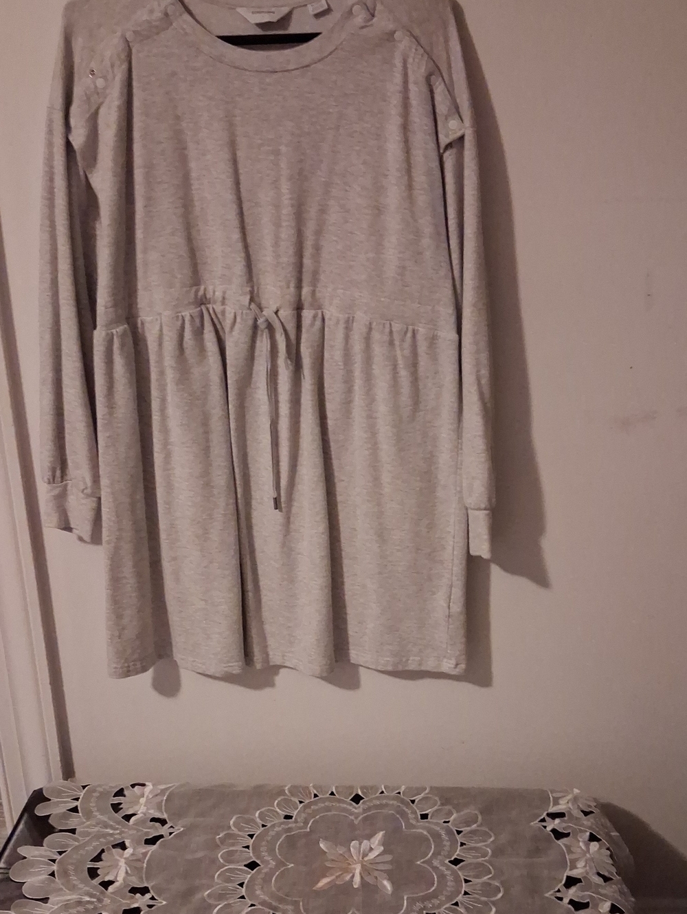 Seraphine Light Gray Drawstring Waist Mini Dress